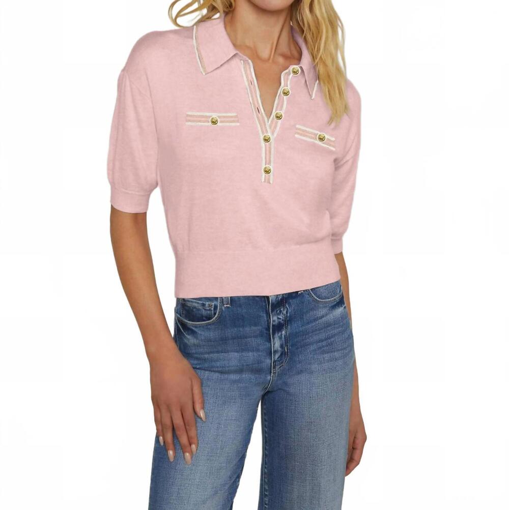 NEW L'AGENCE masaki nectar sweater in pink/ ivory/ gold